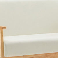 Gala 45 Inch Modern Loveseat Bench, Ivory Fabric, Natural Brown Wood Frame - BM293960