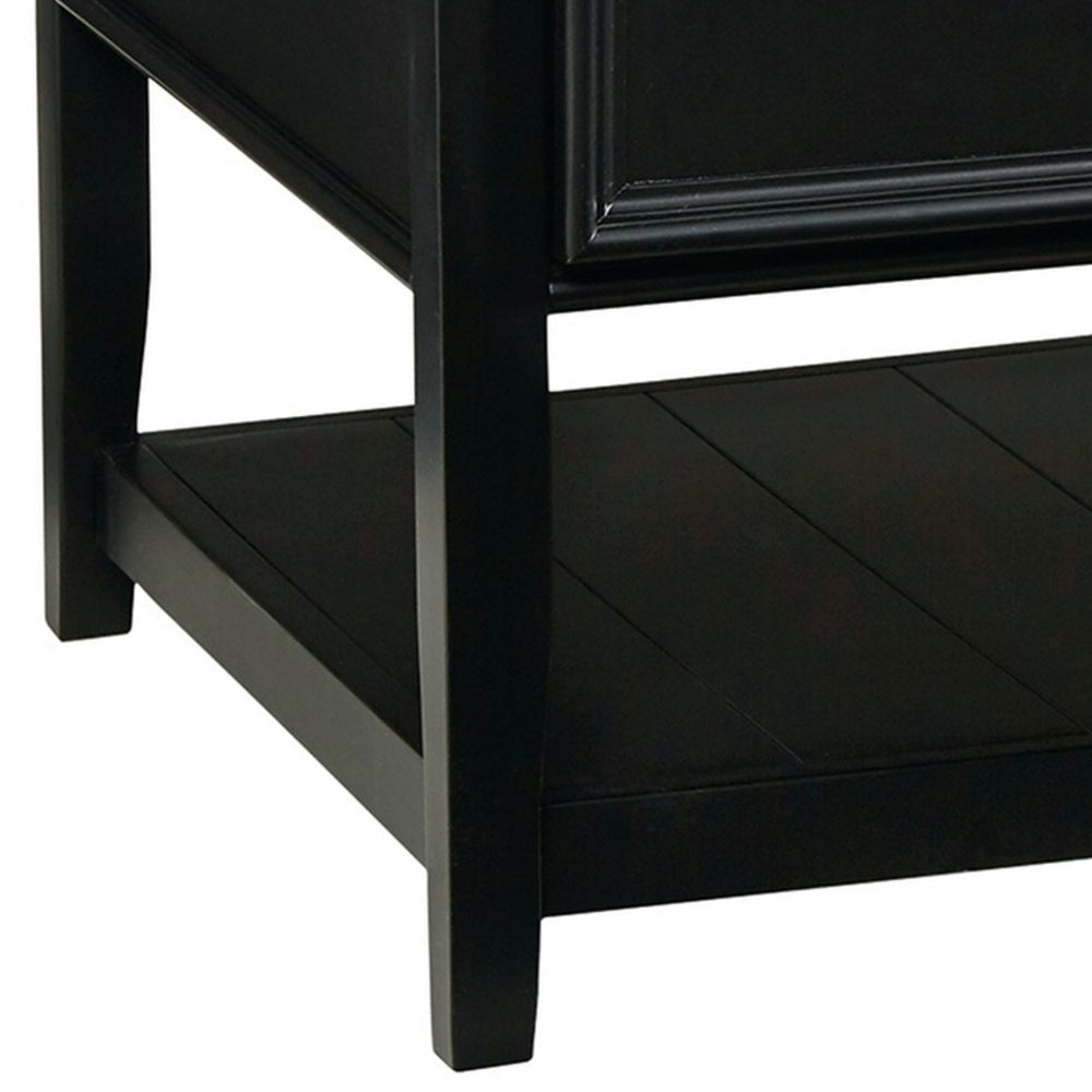 Billy 50 Inch Rectangular Coffee Table, 2 Drawers, Plank Style Shelf, Black - BM293994