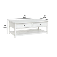 50 Inch Modern Rectangular Coffee Table with 2 Drawers in Classic White - BM294012