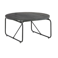 Modern 3 Piece Coffee Table Set with Side Tables, Metal Base, Charcoal - BM294067