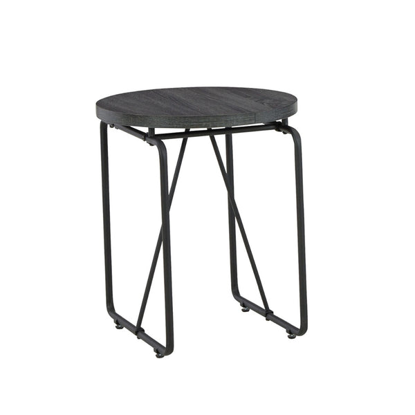 Modern 3 Piece Coffee Table Set with Side Tables, Metal Base, Charcoal - BM294067