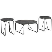 Modern 3 Piece Coffee Table Set with Side Tables, Metal Base, Charcoal - BM294067