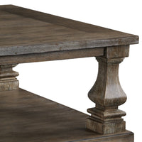 Classic 54 Inch Coffee Table, Baluster Legs, Spacious Top, Weathered Gray - BM294074