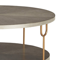 Modern 42 Inch Coffee Table, Ash Veneer, Metal Frame and Wheels, Gold, Gray - BM294084