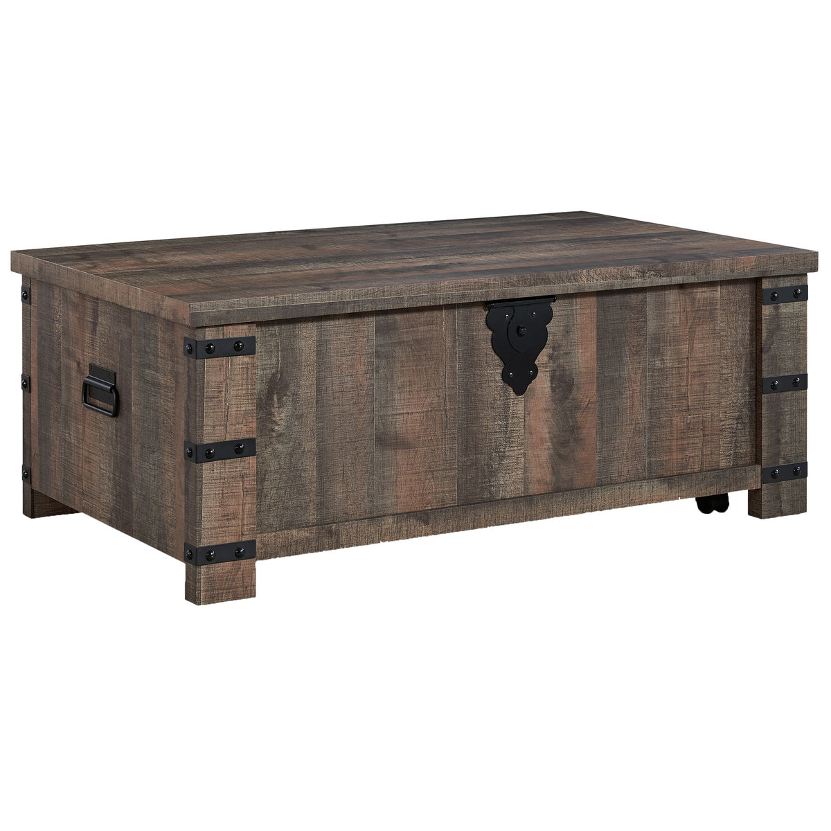 Classic 47 Inch Coffee Table, Lift Top Concealed Storage, Rustic Brown Wood - BM294089