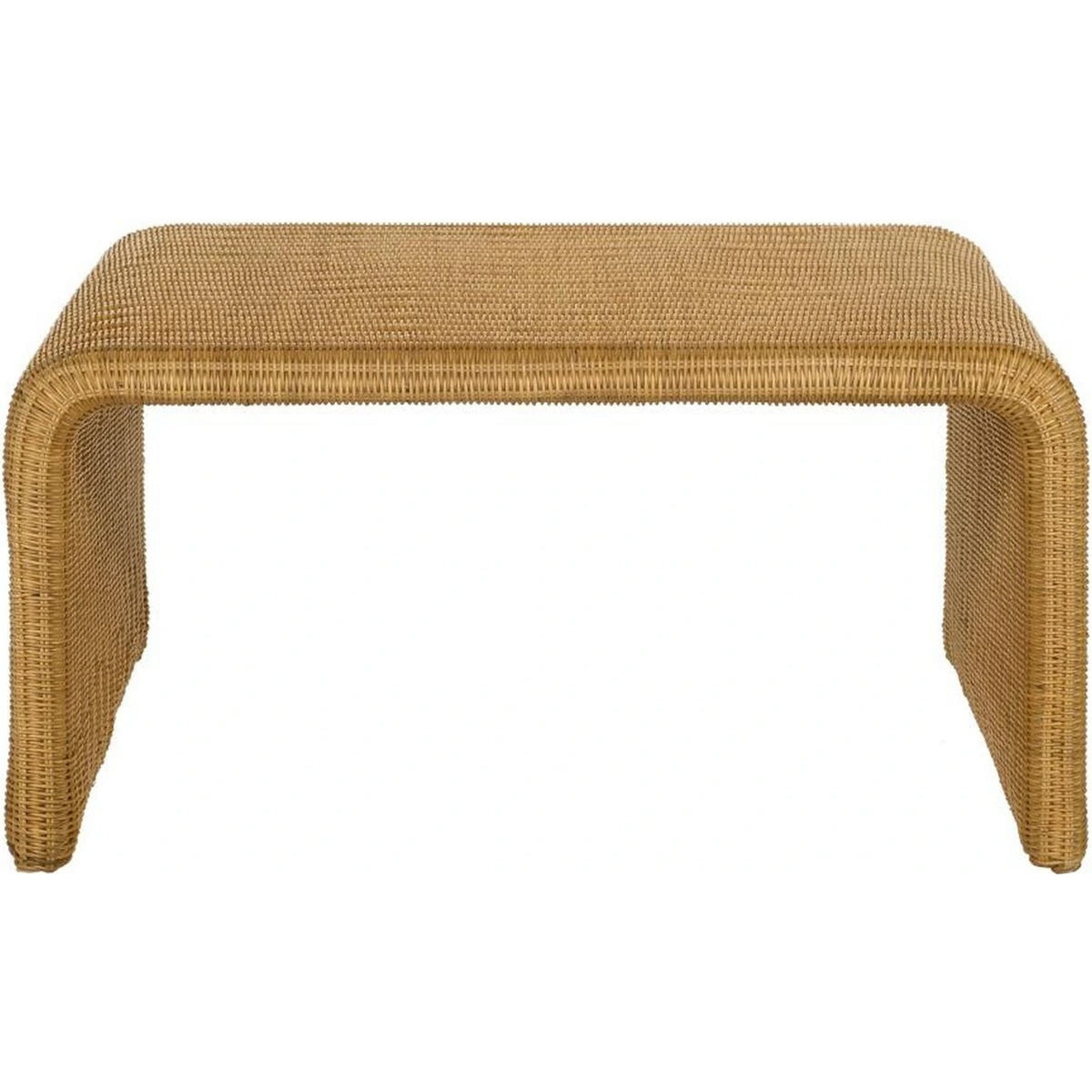 36 Inch Square Rattan Coffee Table, Waterfall Edges, Natural Textured Brown  - BM294123