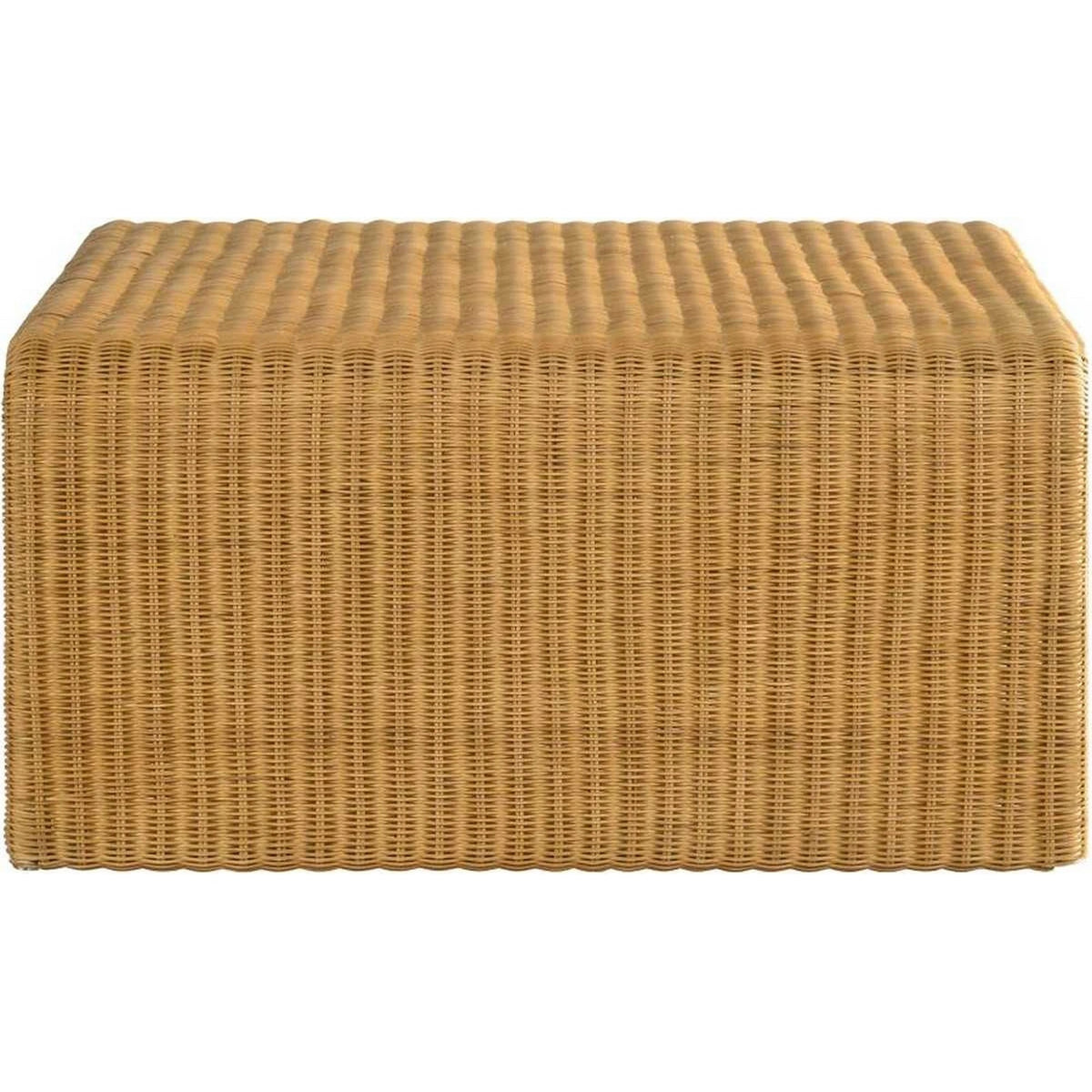 36 Inch Square Rattan Coffee Table, Waterfall Edges, Natural Textured Brown  - BM294123