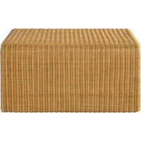 36 Inch Square Rattan Coffee Table, Waterfall Edges, Natural Textured Brown  - BM294123