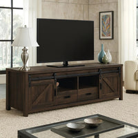 Sem 79 Inch TV Media Entertainment Console, 2 Drawers, Dark Brown Finish - BM294128