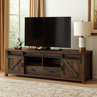 Sem 79 Inch TV Media Entertainment Console, 2 Drawers, Dark Brown Finish - BM294128