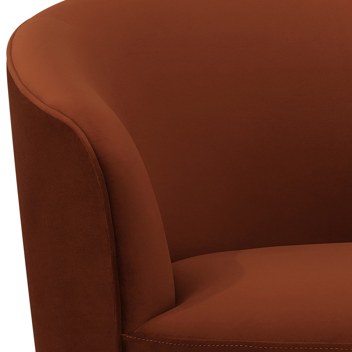 30 Inch Swivel Accent Chair, Padded Barrel Style, Burnished Orange Velvet - BM294138