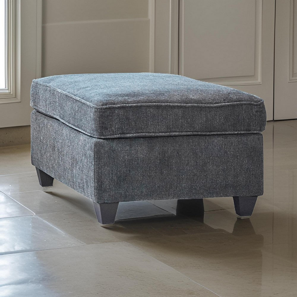 38 Inch Modern Ottoman, Smooth Gray Chenille Fabric, Plush Cushioned Seat - BM294153