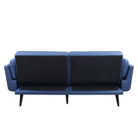 81 Inch Adjustable Sofa and Ottoman Set, Blue Fabric, Buttonless Tufting - BM294194