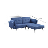 81 Inch Adjustable Sofa and Ottoman Set, Blue Fabric, Buttonless Tufting - BM294194