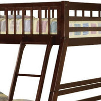 Cleo Twin Over Full Bunk Bed, Espresso Brown Pine Wood, Slatted Design - BM294212