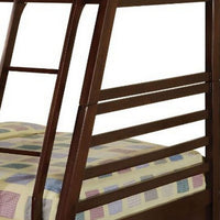 Cleo Twin Over Full Bunk Bed, Espresso Brown Pine Wood, Slatted Design - BM294212