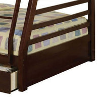 Cleo Twin Over Full Bunk Bed, Espresso Brown Pine Wood, Slatted Design - BM294212