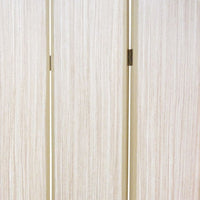 71 Inch Folding Screen Room Divider, 3 Textured Panels, Gray Leather Trim - BM294232
