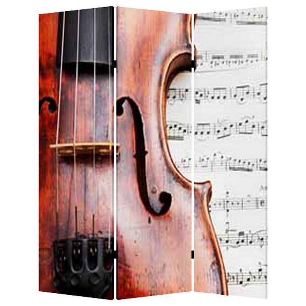 Liva 71 Inch Modern Folding Screen Room Divider, Rose and Sheet Music - BM294233