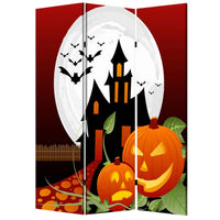 Liva 71 Inch Folding Screen Room Divider, Halloween Harvest Moon Design - BM294234