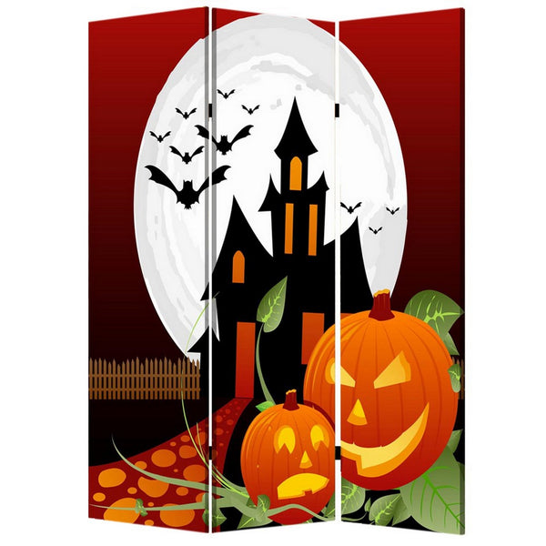 Liva 71 Inch Folding Screen Room Divider, Halloween Harvest Moon Design - BM294234