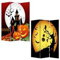 Liva 71 Inch Folding Screen Room Divider, Halloween Harvest Moon Design - BM294234