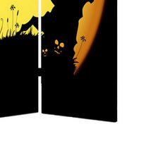 Liva 71 Inch Folding Screen Room Divider, Halloween Harvest Moon Design - BM294234