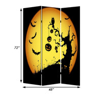 Liva 71 Inch Folding Screen Room Divider, Halloween Harvest Moon Design - BM294234
