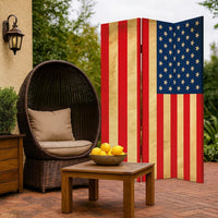 Alfie 71 Inch Folding Screen Room Divider, USA Stars and Stripes Design - BM294236