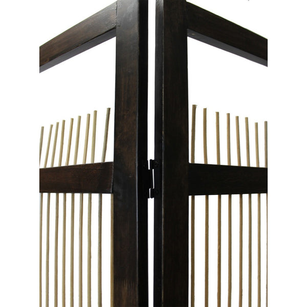 Yetta 72 x 72 Indoor Outdoor Folding Screen Room Divider, Willow, Brown - BM294237