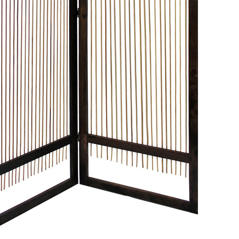 Yetta 72 x 72 Indoor Outdoor Folding Screen Room Divider, Willow, Brown - BM294237