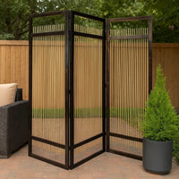 Yetta 72 x 72 Indoor Outdoor Folding Screen Room Divider, Willow, Brown - BM294237