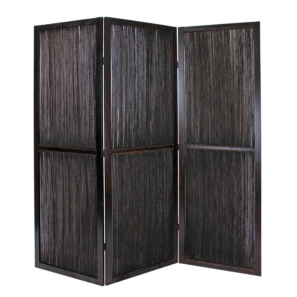 Yetta 72 x 72 Indoor Outdoor Folding Screen Room Divider, Handmade, Brown - BM294238