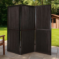 Yetta 72 x 72 Indoor Outdoor Folding Screen Room Divider, Handmade, Brown - BM294238