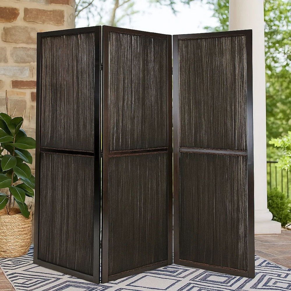 Yetta 72 x 72 Indoor Outdoor Folding Screen Room Divider, Handmade, Brown - BM294238