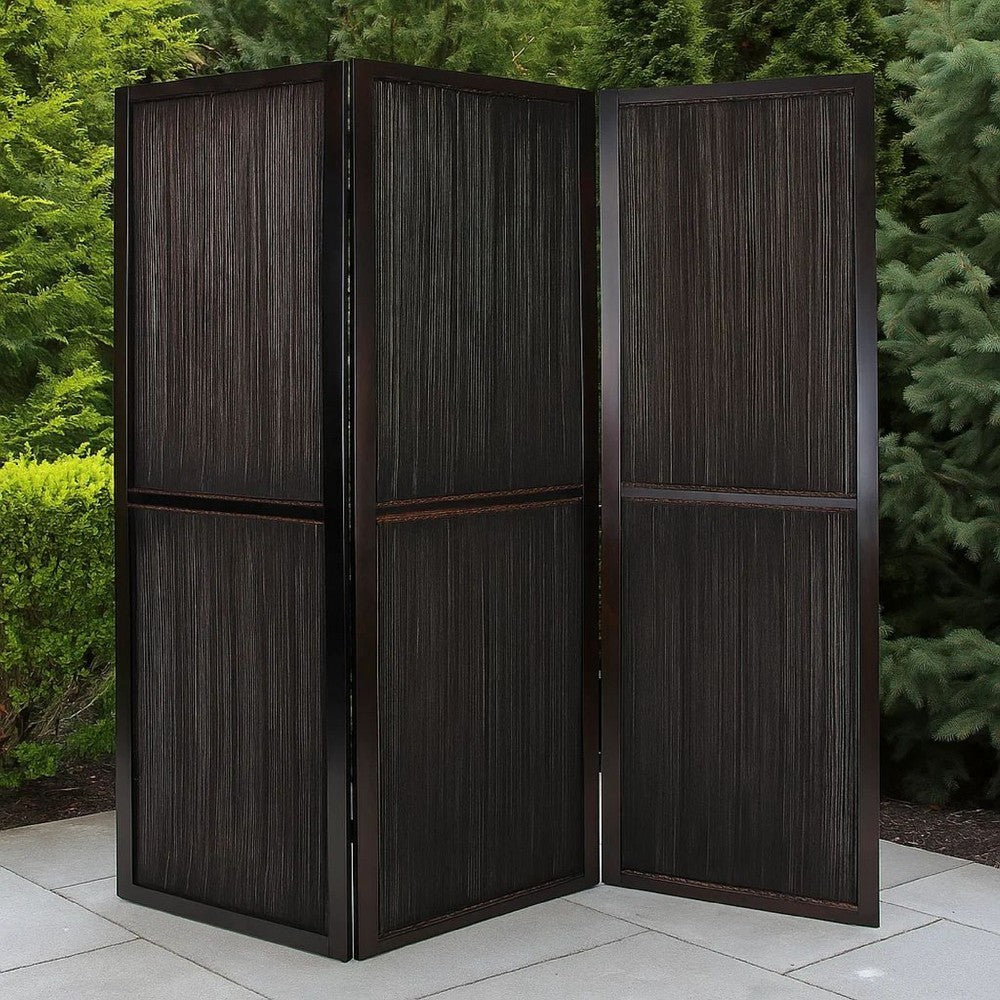Yetta 72 x 72 Indoor Outdoor Folding Screen Room Divider, Handmade, Brown - BM294238