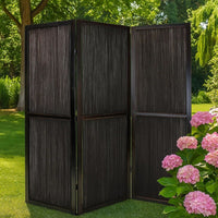 Yetta 72 x 72 Indoor Outdoor Folding Screen Room Divider, Handmade, Brown - BM294238