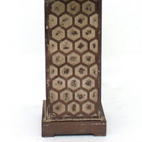 29 Inch Industrial Table Lamp, Linen Shade, Honeycombed Metal Base, Khaki - BM294240