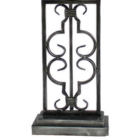 29 Inch Industrial Table Lamp, Linen Shade, Stacked Pedestal Base, Black - BM294241