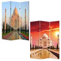 Brar 71 Inch 3 Panel Screen, Taj Mahal Reflecting Pool Print, Multicolor - BM294247