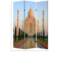 Brar 71 Inch 3 Panel Screen, Taj Mahal Reflecting Pool Print, Multicolor - BM294247