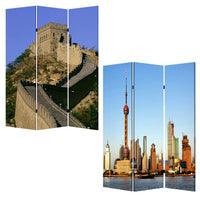 Brar 71 Inch 3 Panel Canvas Screen, Great Wall of China Print, Multicolor - BM294249