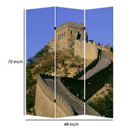 Brar 71 Inch 3 Panel Canvas Screen, Great Wall of China Print, Multicolor - BM294249
