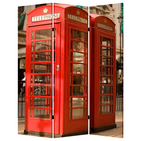 Brar 71 Inch 3 Panel Canvas Screen, Big Ben, London Cityscape, Red, Brown - BM294250
