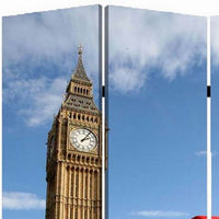 Brar 71 Inch 3 Panel Canvas Screen, Big Ben, London Cityscape, Red, Brown - BM294250