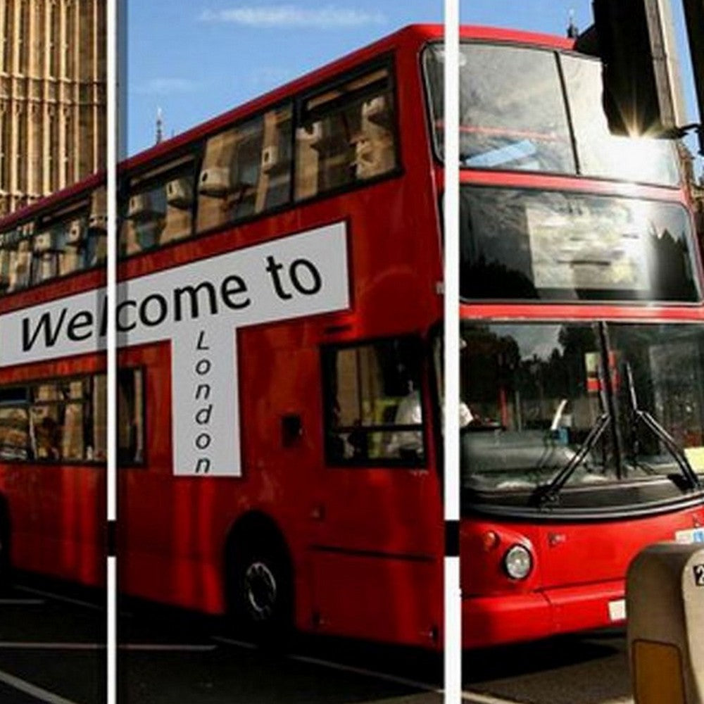 Brar 71 Inch 3 Panel Canvas Screen, Big Ben, London Cityscape, Red, Brown - BM294250