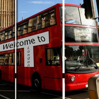 Brar 71 Inch 3 Panel Canvas Screen, Big Ben, London Cityscape, Red, Brown - BM294250