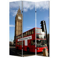 Brar 71 Inch 3 Panel Canvas Screen, Big Ben, London Cityscape, Red, Brown - BM294250