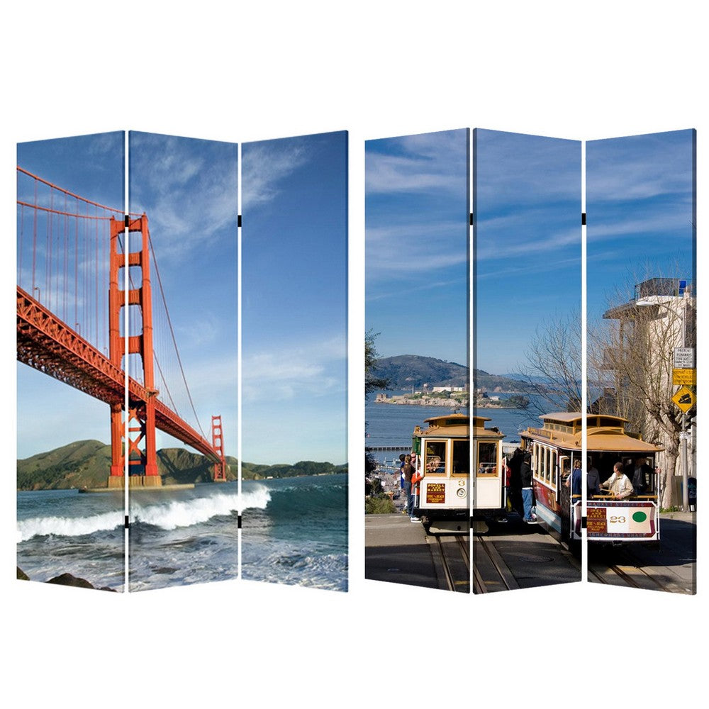 Brar 71 Inch 3 Panel Canvas Screen, San Francisco, Golden Gate Bridge - BM294251