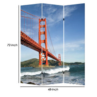 Brar 71 Inch 3 Panel Canvas Screen, San Francisco, Golden Gate Bridge - BM294251